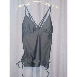 Time and Tru Swim Tankini‎ Top Adjustable Ruched Sides Black XL/XG